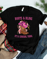 Boots and Bling its a Cowgirl Thing Cute Love Country Life T Shirt Unisex Standard T-Shirt black s